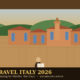Featured hero image for Lexica Routes titled Slow Travel Italy 2026: Why Tourists Are Staying for Months, Not Days, featuring a minimalist silhouette of a person reading in a sunlit Tuscan piazza with orange terracotta buildings, cypress trees and green rolling hills under a soft evening sun.