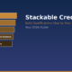 A featured promotional banner titled Stackable Credentials under the gold subtitle Build Qualifications Step by Step and the tracking label Your 2026 Guide on lexicaroutes.site. The dark navy layout displays a staggered, step-like vertical stack of five shaded brown and tan boxes on the left side, starting from a light tan at the top and getting progressively darker down to a deep brown at the base. The stacked boxes represent a sequential path: Certificate I, Certificate II, Diploma, Advanced Diploma, and Degree.